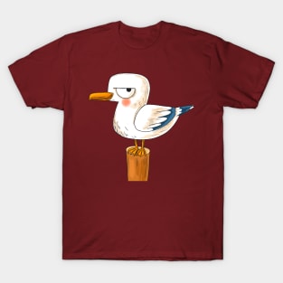 Hand Drawn Cartoon Seagull T-Shirt